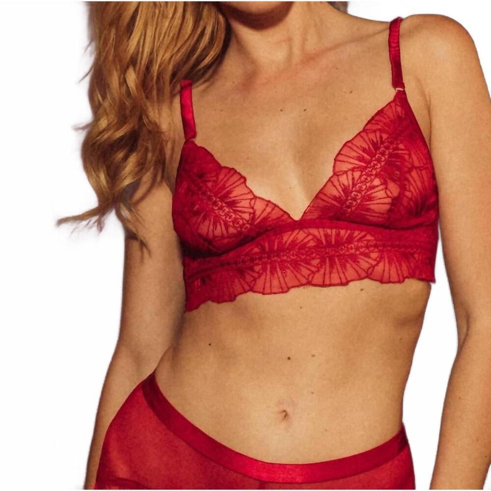 NEW KILO BRAVA embroidered longline bralette in scarlett